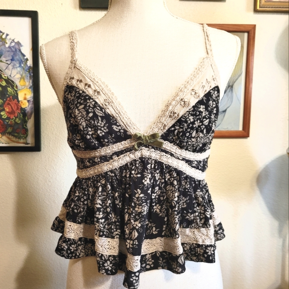 Free People Cropped Cottagecore Lace Tank Top